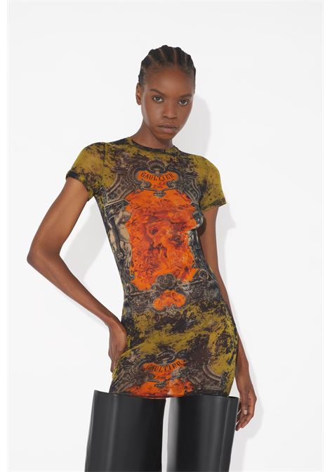 abito corto mesh printed médaillon donna multicolor JEAN PAUL GAULTIER | 25/03-W-DR024-M006P004115